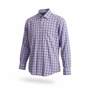 Roundtree & Yorke Lavender Checkered Dress Shirt